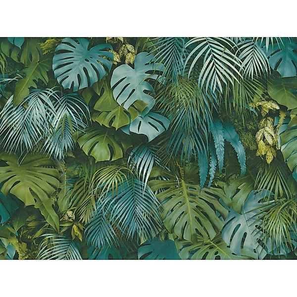 A.S. Création Vliestapete Greenery Dschungel Gelblätter Grün-Blau FSC® günstig online kaufen