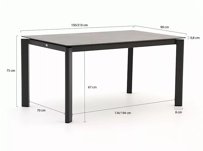 Bellagio Isolo Gartentisch ausziehbar 150/210x90x75cm günstig online kaufen