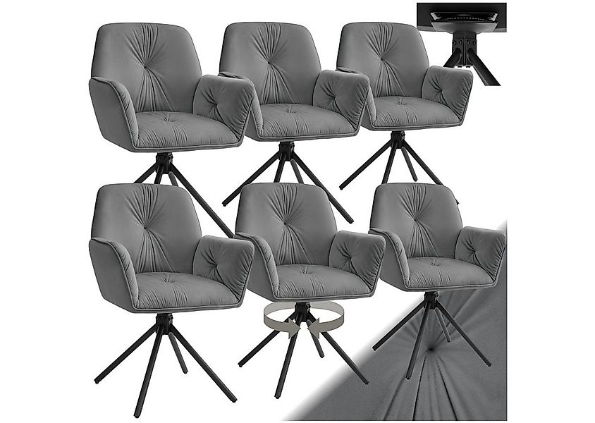 tectake Esszimmerstuhl Drehbarer Armlehnstuhl Daya, in Samtoptik, gepolster günstig online kaufen