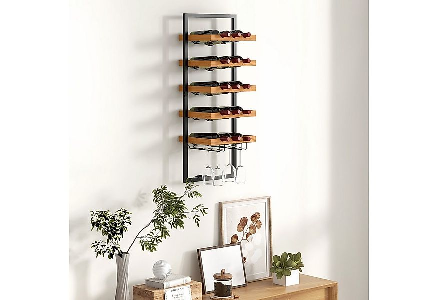 HOMCOM Weinregal wandmontierbar mit 5 Ebenen, stapelbar für 15 Flaschen und günstig online kaufen