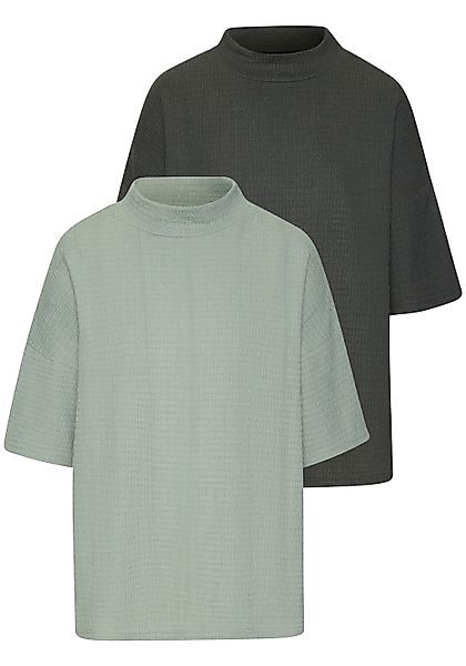 LASCANA Kurzarmshirt "mit Stehkragen" 2er-Pack, aus bügelfreier Crêpe-Quali günstig online kaufen