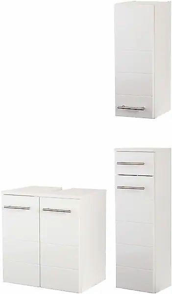 welltime Badmöbel-Set "Porto", (3 St.), in 3 Farbvarianten, hochglanz Front günstig online kaufen