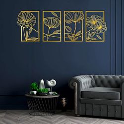 NUODWELL Wanddekoobjekt 4 Stück Metall Lotusblume günstig online kaufen
