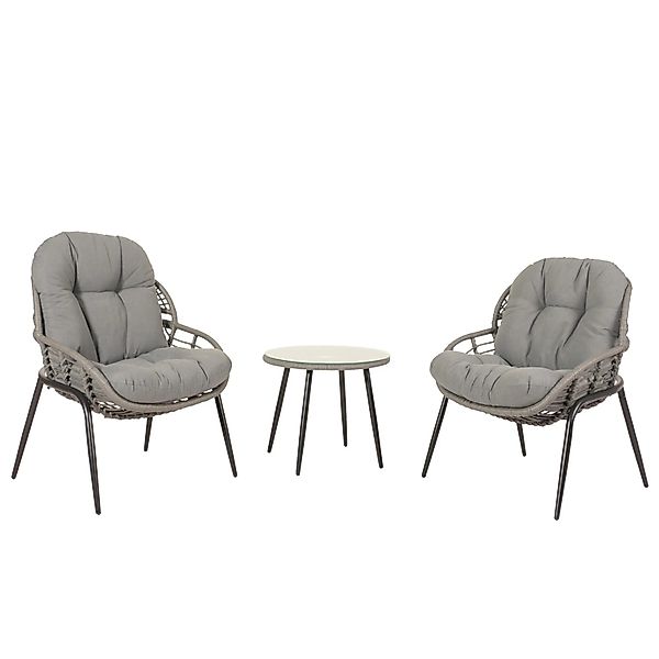 Proregal Poly-Rattan Garnitur HxBxT 85,5x67x68 cm Sitzhöhe 35cm Grau Polste günstig online kaufen