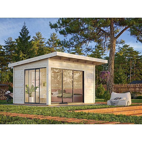 Palmako Gartenhaus Andrea Slide 390 x 300 cm Hellgrau-Anthrazit FSC® günstig online kaufen