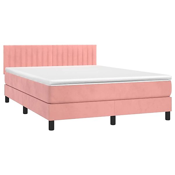 vidaXL Boxspringbett mit Matratze & LED Rosa 140x200 cm Samt 3134530 günstig online kaufen