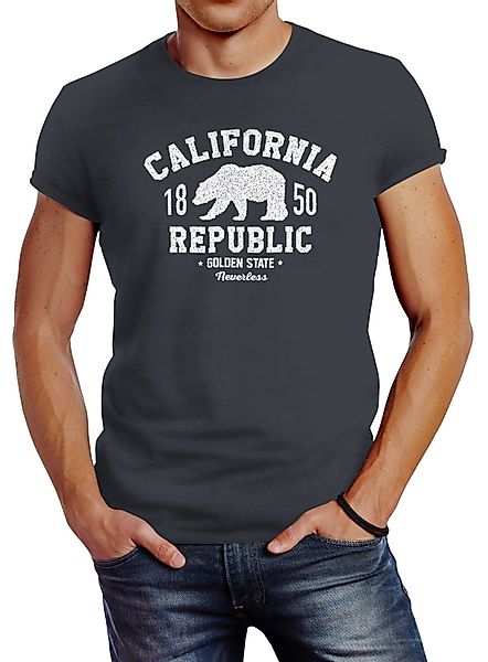 Neverless Print-Shirt Herren T-Shirt California Republic günstig online kaufen