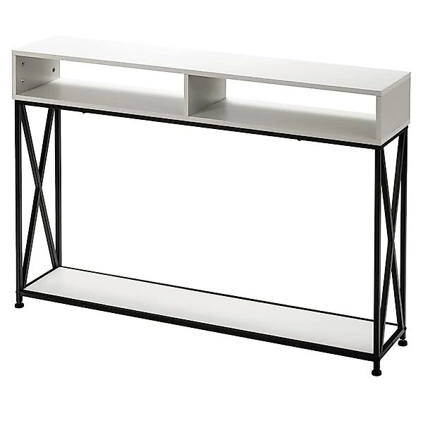 Costway 2 Ebenen Konsolentisch mit Offene Fächern Flurtisch Weiß günstig online kaufen