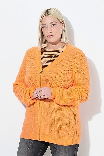 Ulla Popken Strickjacke Strickjacke Patentstrick V-Ausschnitt Langarm günstig online kaufen