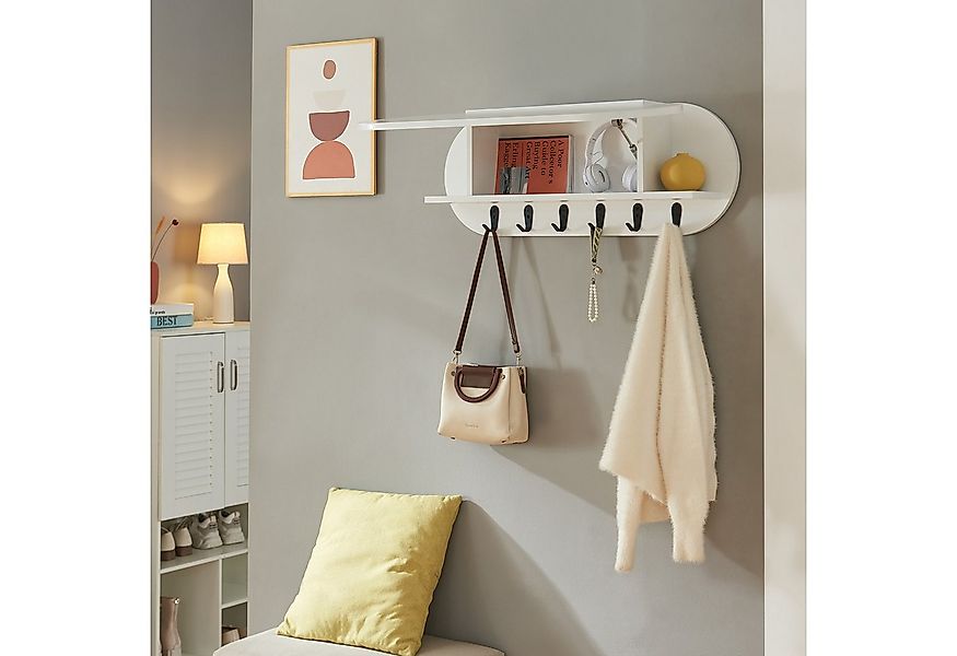 en.casa Wandgarderobe, »Vilkön« mit Ablagefach 6 Haken 80x16x30 cm Weiß günstig online kaufen