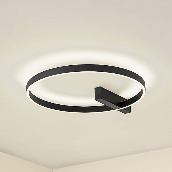 Lucande LED-Deckenlampe Isalin, 60 cm, schwarz, CCT, dimmbar günstig online kaufen