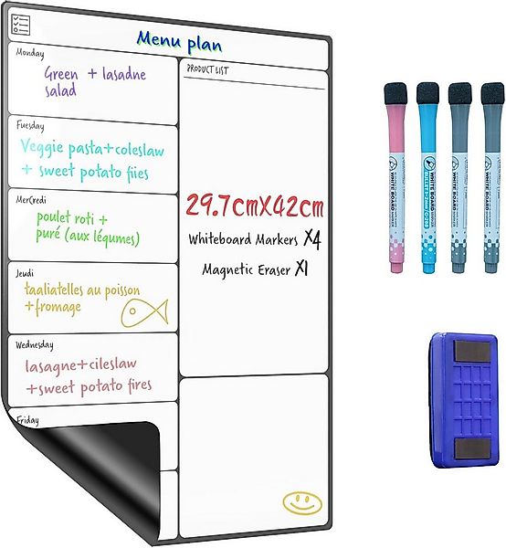 SURFOU Magnettafel Magnettafel A3 Wochenplaner Kühlschrank Whiteboard mit S günstig online kaufen