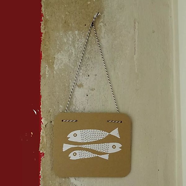 Fische, Upcycling Wandbild Aus Pappe. Handsiebdruck. günstig online kaufen