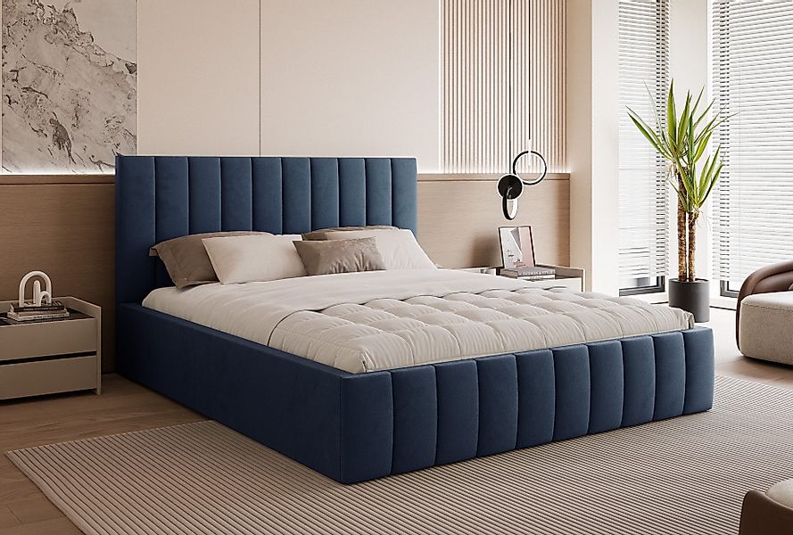 Goldstoff Polsterbett Elegantes Bett mit hohem günstig online kaufen