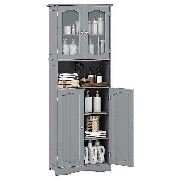 COSTWAY Hochschrank Küche, Badezimmerschrank, mit 4 günstig online kaufen