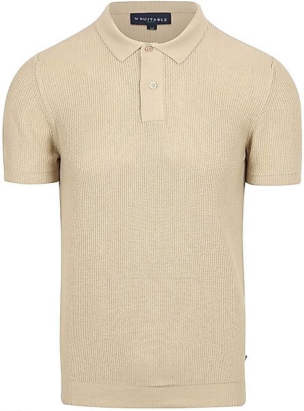 Suitable Respect Poloshirt Structure Knit Beige - Größe S günstig online kaufen