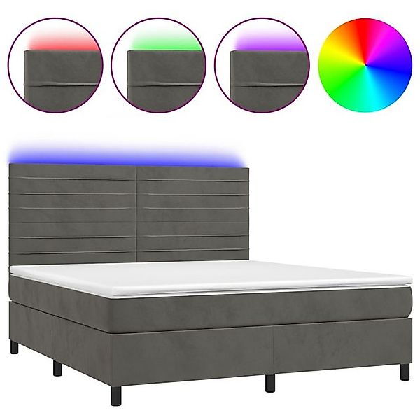 vidaXL Bettgestell Boxspringbett mit Matratze LED Dunkelgrau 180x200 cm Sam günstig online kaufen