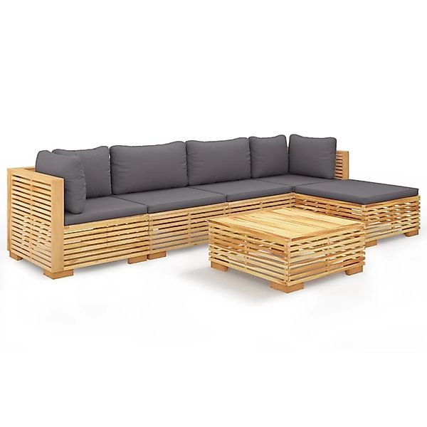 vidaXL 6-tlg Garten-Lounge-Set mit Kissen Massivholz Teak Modell 11 günstig online kaufen