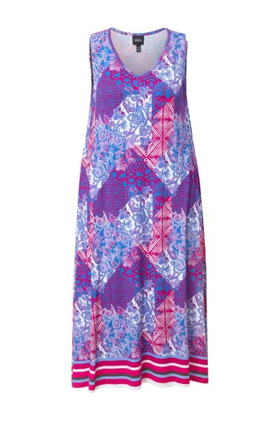 Ulla Popken Jerseykleid Maxikleid Patchdruck A-Linie günstig online kaufen