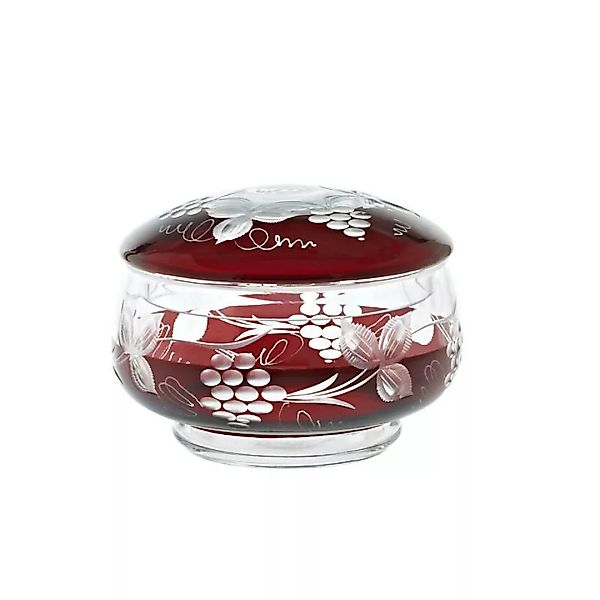 Dose mit Deckel Red Queen 12 cm, Weinrot, aus Glas günstig online kaufen