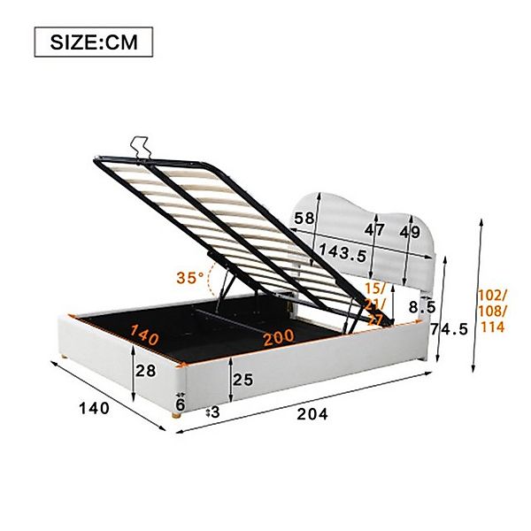 XDeer Kinderbett Polsterbett,Hydraulisch Doppelbett,Verstellbares Kopfteil, günstig online kaufen