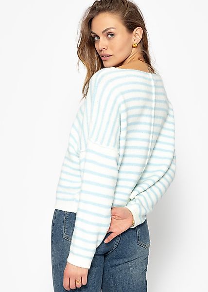 SASSYCLASSY Strickpullover Gestreifter Pullover mit Rückennaht günstig online kaufen