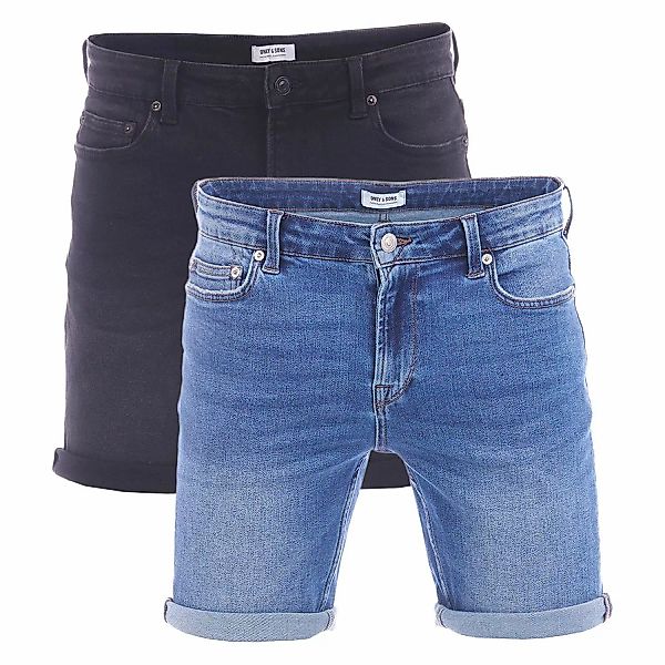 Only & Sons Jeans Shorts Herren ONSPLY Regular Fit 2er Pack günstig online kaufen