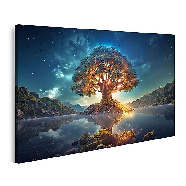 islandburner Leinwandbild Yggdrasil Leuchtender Baum Leben günstig online kaufen