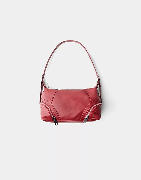 Bershka Schultertasche Mit Reißverschluss Damen Granatrot günstig online kaufen