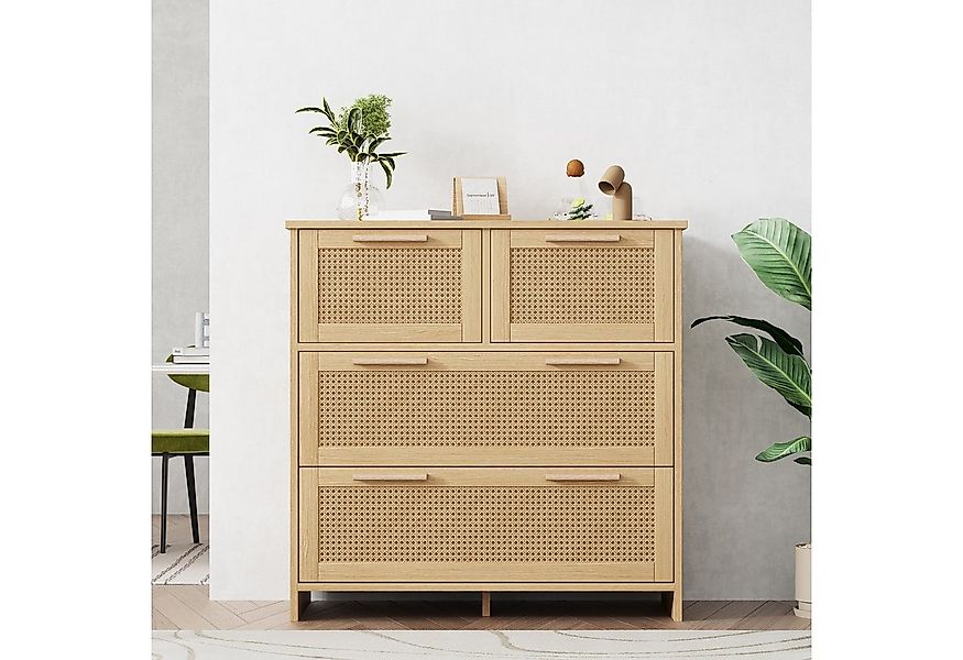 Flieks Sideboard (80x38x80cm, 1 St), 4-Schubladen Rattanschrank Kommode Anr günstig online kaufen