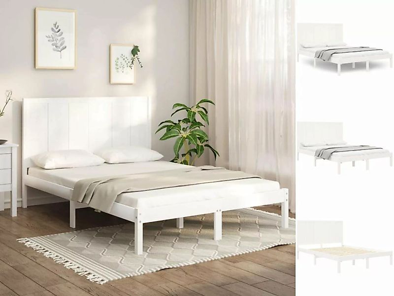 vidaXL Bettgestell Massivholzbett Weiß Kiefer 140x190 cm Bett Bettgestell B günstig online kaufen