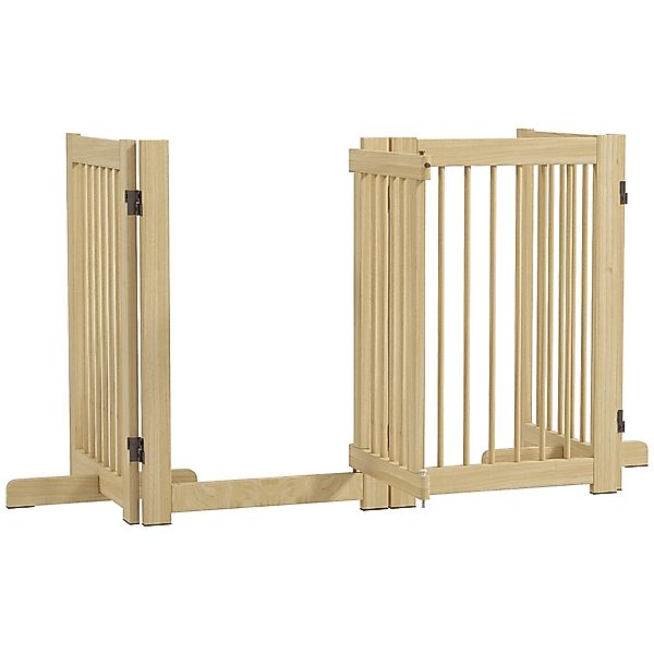 PawHut Absperrgitter Hund 4-teilig 204 x 75 cm faltbar mit Tür, freistehend günstig online kaufen