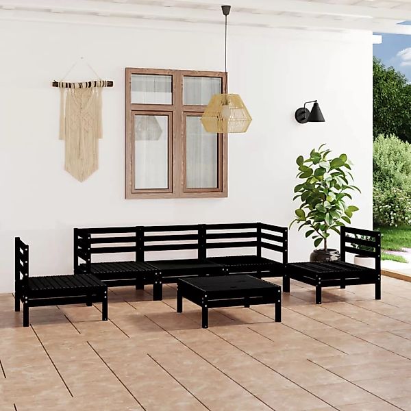 6-tlg. Garten-lounge-set Schwarz Massivholz Kiefer günstig online kaufen