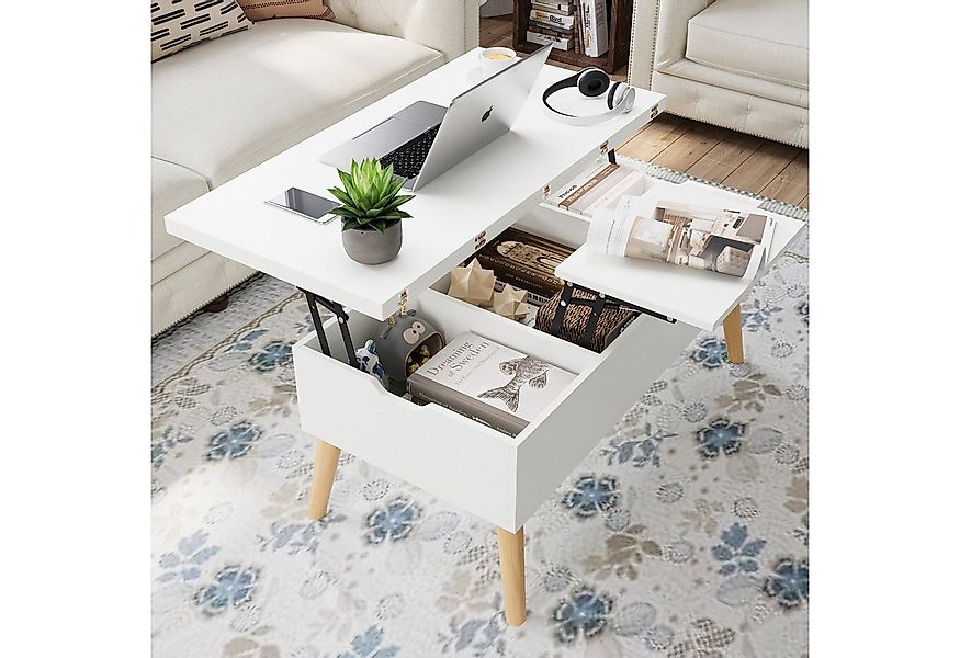 VOWNER Couchtisch mit klappbarer Arbeitsplatte, umwandelbar zum Esstisch, m günstig online kaufen