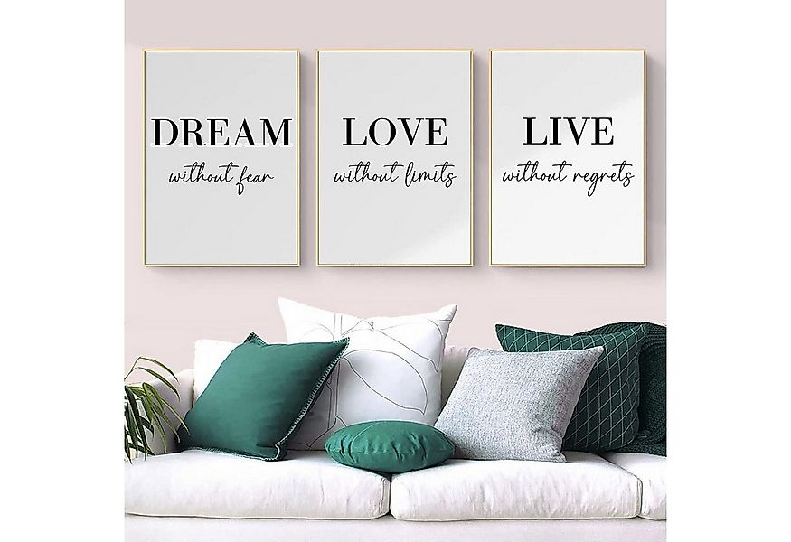 Trayosin Poster 3er Premium Schwarz Weiß Wand Kunst Bilder ohne Rahmen 50x7 günstig online kaufen