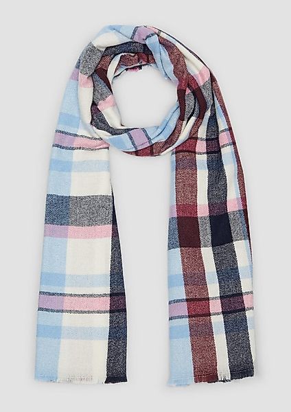 s.Oliver Schal Tuch, Karierter Schal mit offenem Kantenfransen günstig online kaufen