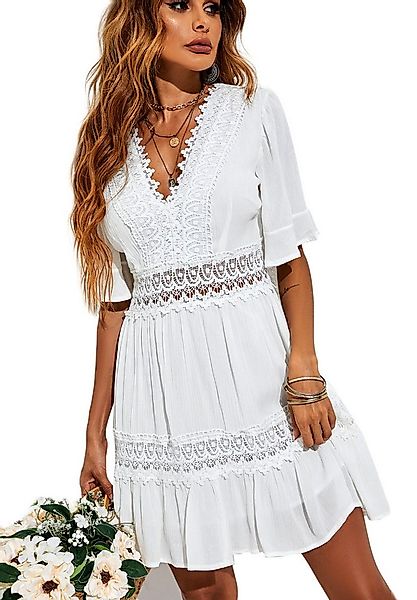 FS Collection Minikleid Damen Minikleid aus Baumwolle mit V-Ausschnitt und günstig online kaufen