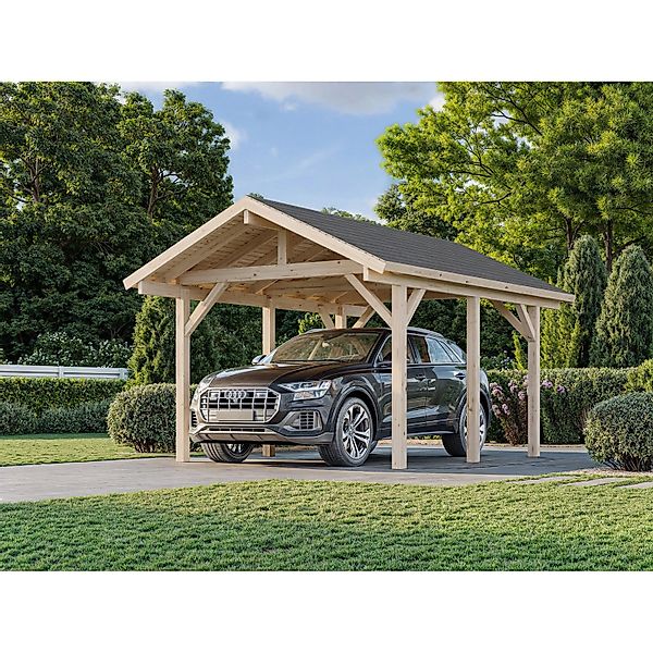 Palmako Einzelcarport Robert Holz Tauchgrundiert Braun 315 cm x 372 cm günstig online kaufen