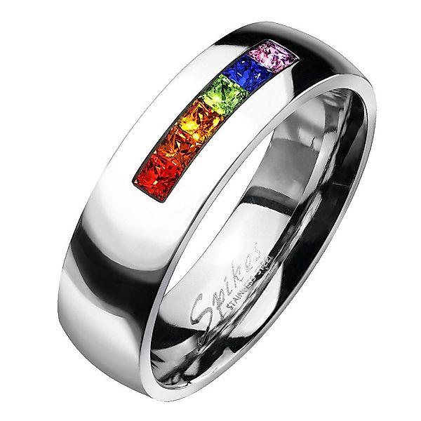 Taffstyle Fingerring Ring Edelstahl bunte Kristall günstig online kaufen