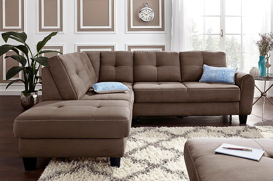 sit&more Ecksofa "Varese L-Form" mit Federkern, wahlweise mit Bettfunktion günstig online kaufen