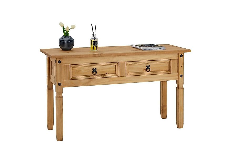 CARO-Möbel Konsolentisch SALSA, Flurtisch mit 2 Schubladen aus Massivholz, günstig online kaufen