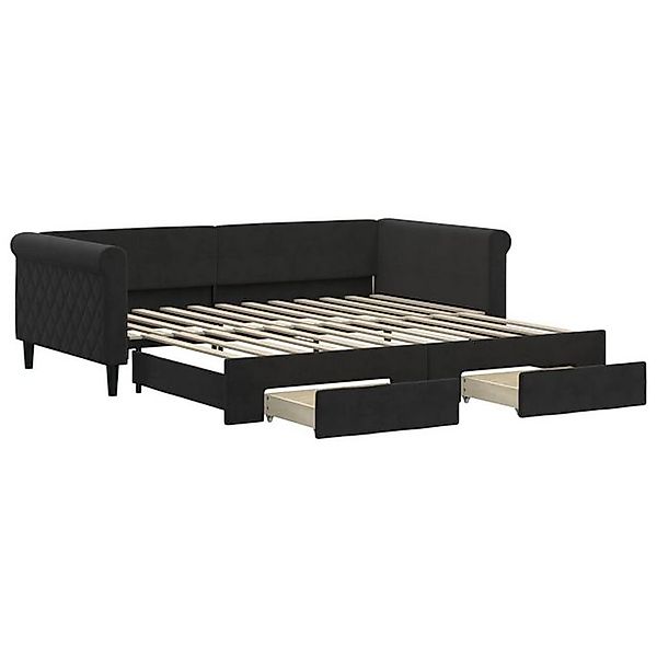 vidaXL Bettgestell, Tagesbett Ausziehbar mit Schubladen Schwarz 100x200 cm günstig online kaufen