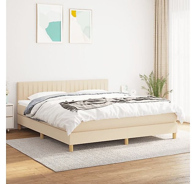 vidaXL Boxspringbett Boxspringbett mit Matratze Creme 160x200 cm Stoff Bett günstig online kaufen