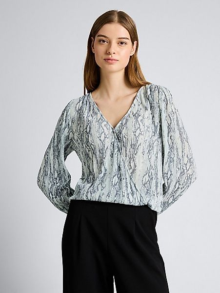 TOM TAILOR Denim Langarmbluse Blusen & Shirts Crinkle Wickelbluse mit Schla günstig online kaufen