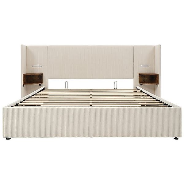 Gotagee Polsterbett Polsterbett Doppelbett 160×200 mit Nachttisch Bettanlag günstig online kaufen