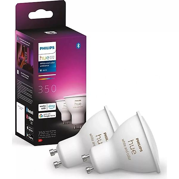 Philips Hue Bluetooth White & Color Ambiance LED GU10 5,7W 350lm Doppelpack günstig online kaufen