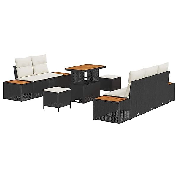vidaXL Garten-Sofa-Set mit Kissen 8-Tlg Schwarz Poly Rattan 3362860 günstig online kaufen