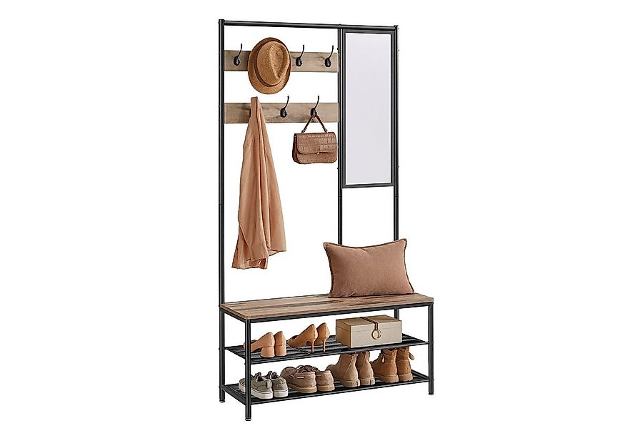 VASAGLE Garderobenständer Garderobe, mit 7 Haken, Spiegel, 35 x 98 x 180 cm günstig online kaufen
