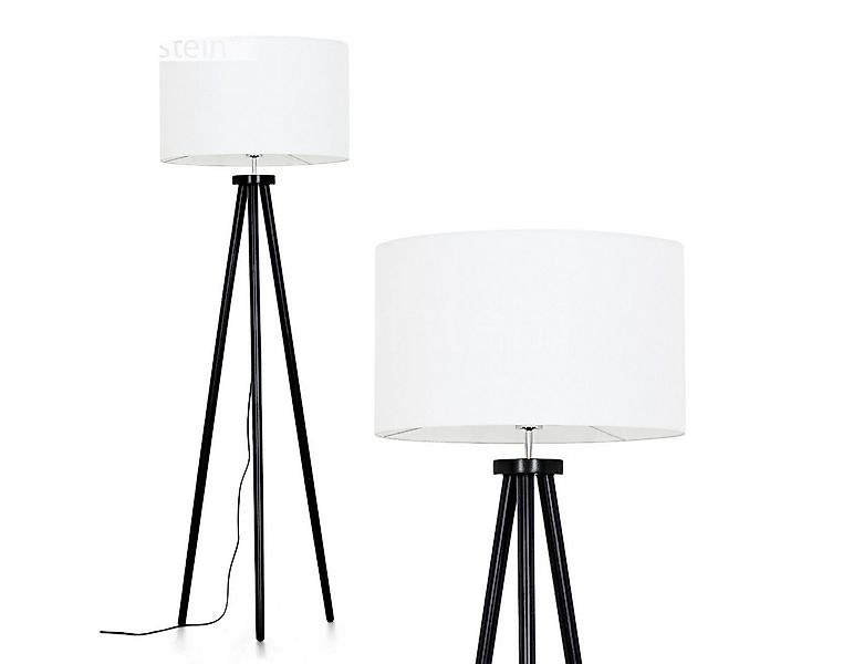 hofstein Stehlampe Stehlampe aus Holz/Stoff in Schwarz/Weiß, ohne Leuchtmit günstig online kaufen
