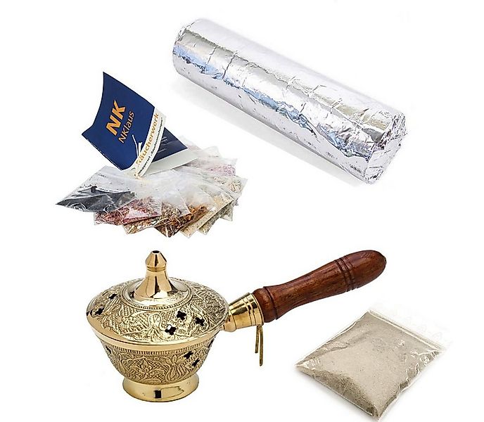 NKlaus Räucherschale 13tlg Set Räucherpfanne in Gold 10 Räucherwerk Räucher günstig online kaufen